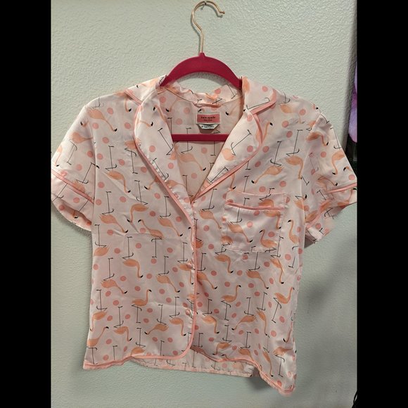 kate spade Other - Kate Spade "Strut Your Stuff" Pink Flamingo Satin Pajama Top Size XS